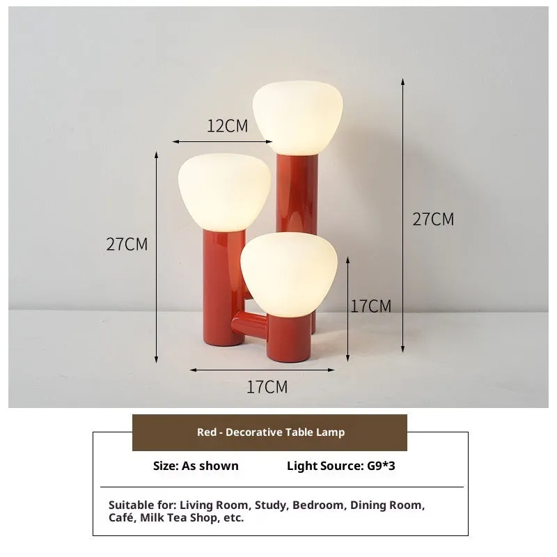 Creative mushroom table lamp with three-colour dimming, wrought iron and glass shade, black tricolour light option