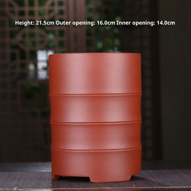 Purple sand ceramic orchid pot with pallet, classical style, 28mm size, multiple drainage holes, antique bronze finish