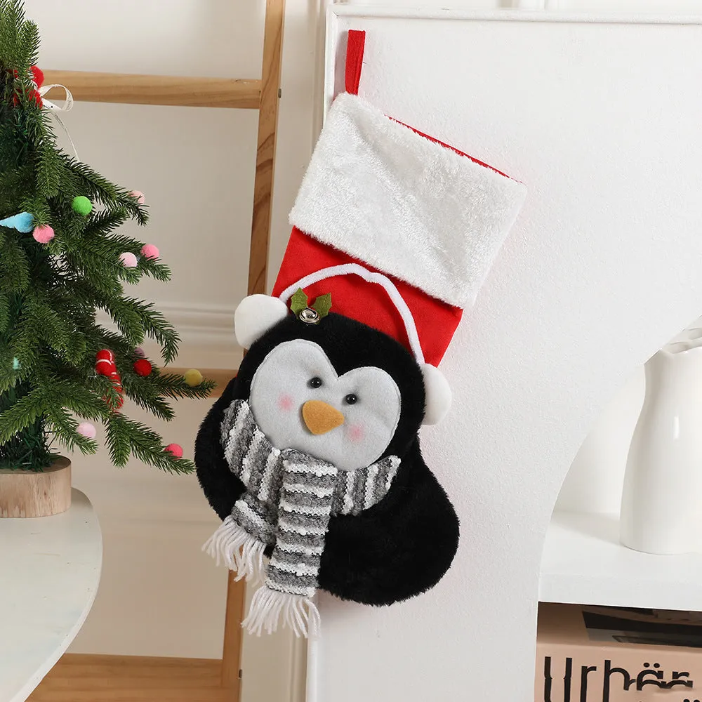 Cartoon Santa Claus cloth gift bag in Fox design with pendant, 43cm long
