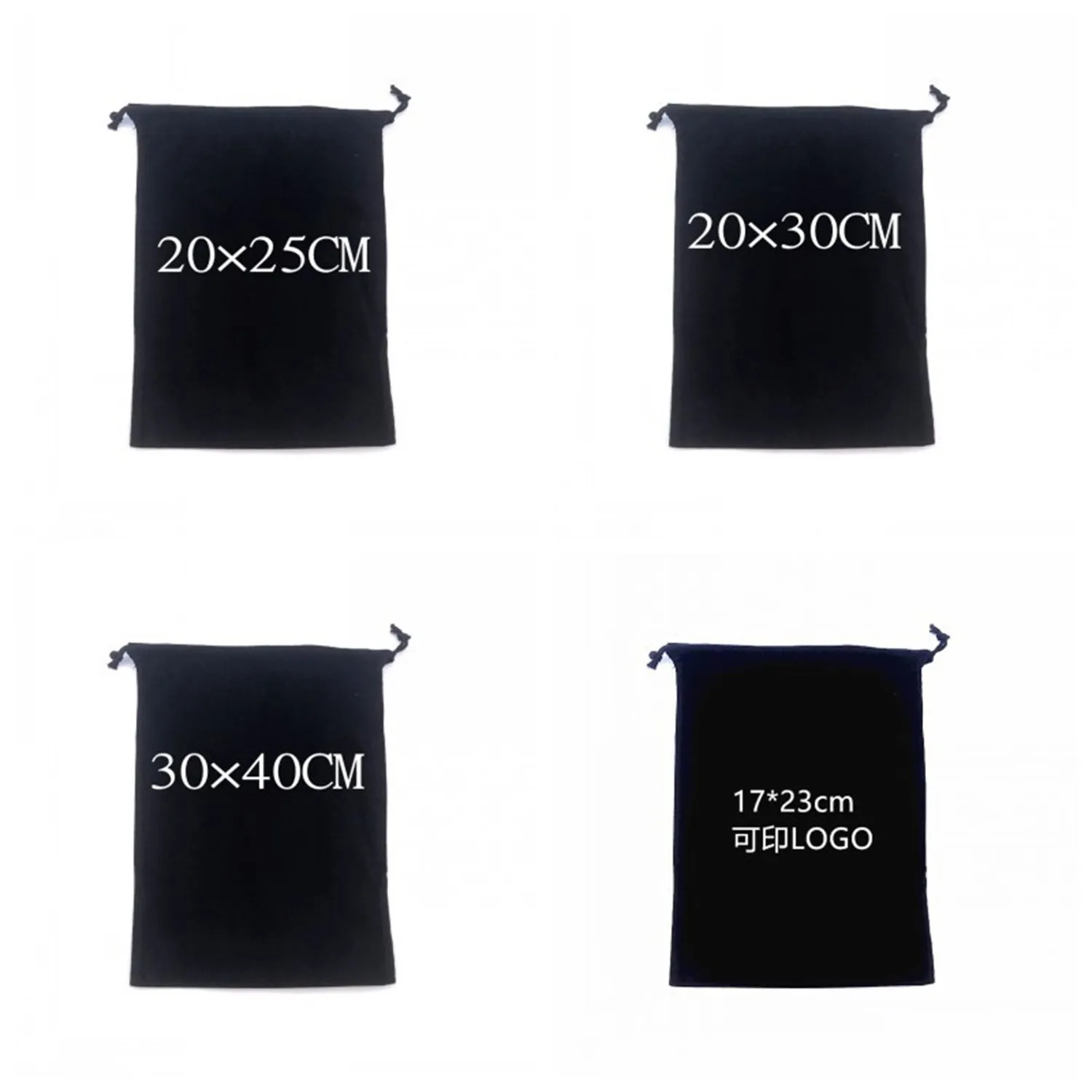 Flannel drawstring bag with beam opening, available in multiple colours and sizes for storage or gifting