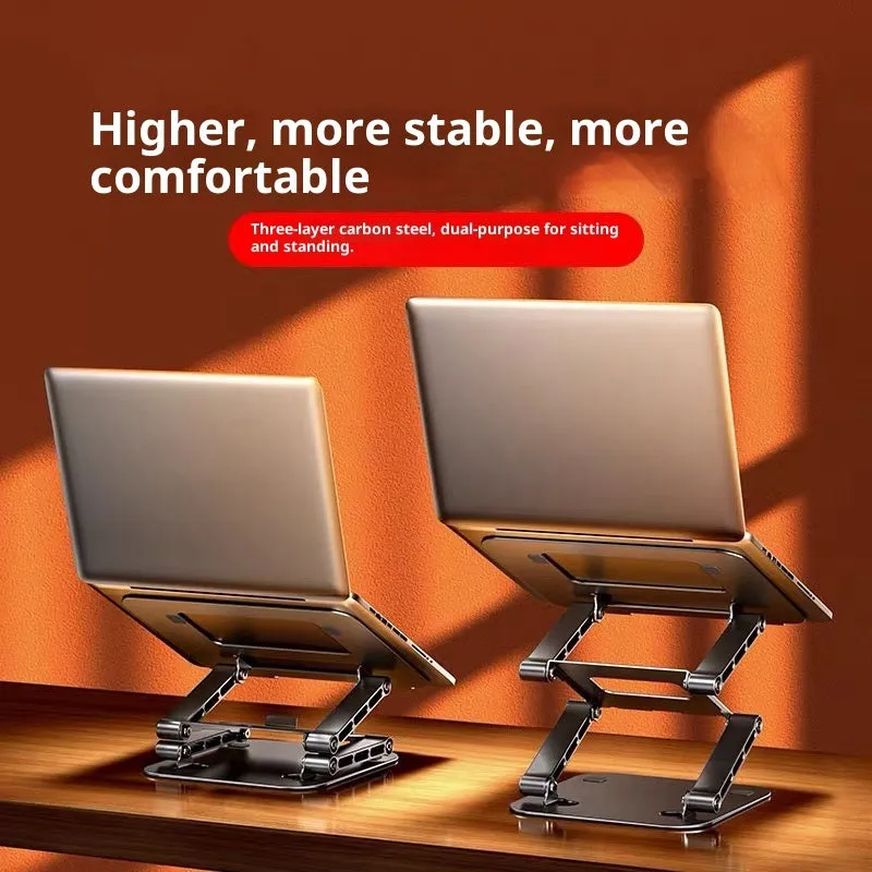 Three-layer adjustable carbon steel laptop stand for laptops under 15.6 inches, available in Bright Moon Silver or Polar Night Gray