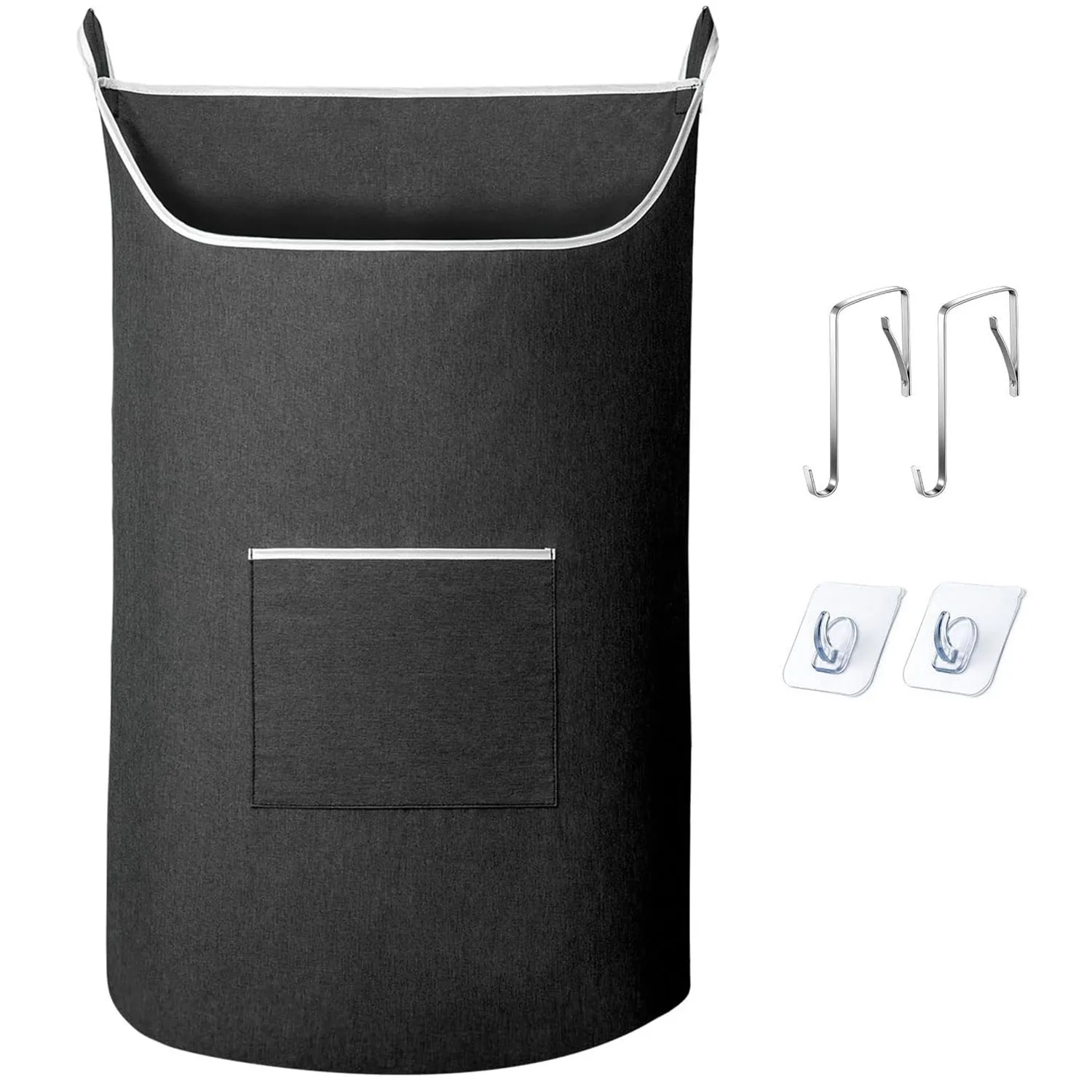 Large hanging laundry bag polyester black or gray behind door storage for dirty clothes with hook
