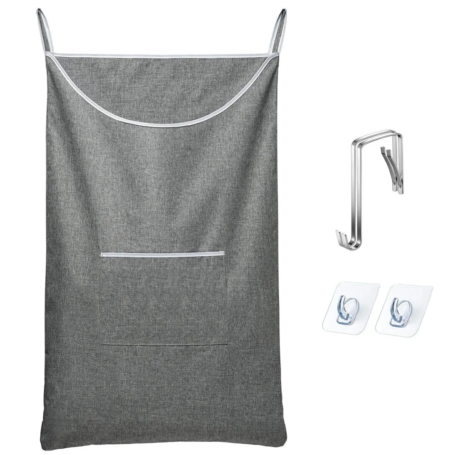Large hanging laundry bag polyester black or gray behind door storage for dirty clothes with hook