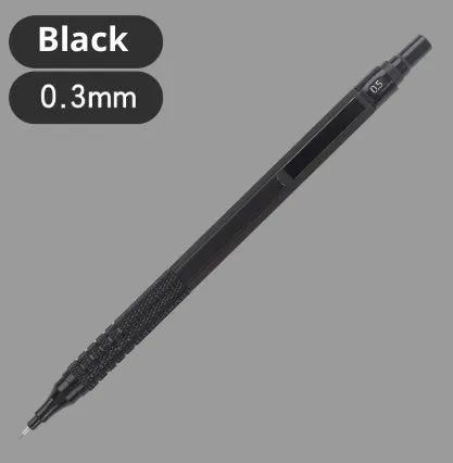 Low centre of gravity metal propelling pencil in silver finish with alloy body and visible lead tip