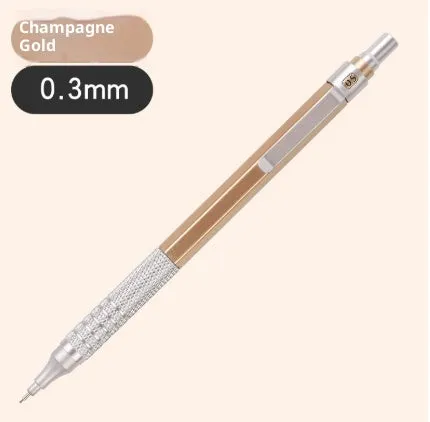 Low centre of gravity metal propelling pencil in silver finish with alloy body and visible lead tip