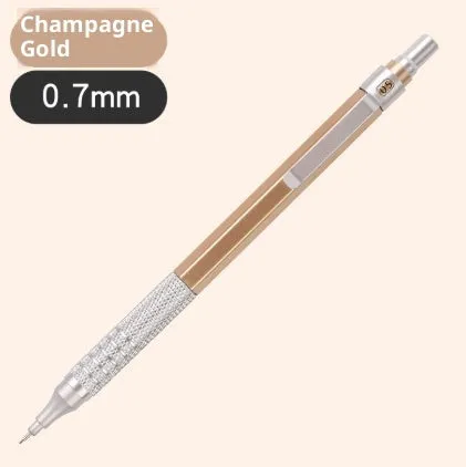 Low centre of gravity metal propelling pencil in silver finish with alloy body and visible lead tip