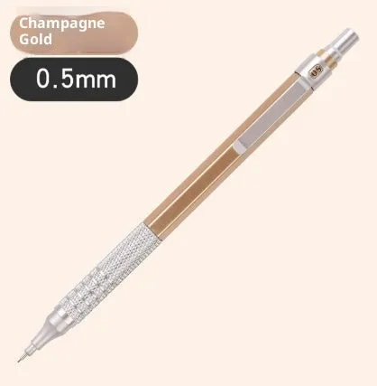 Low centre of gravity metal propelling pencil in silver finish with alloy body and visible lead tip