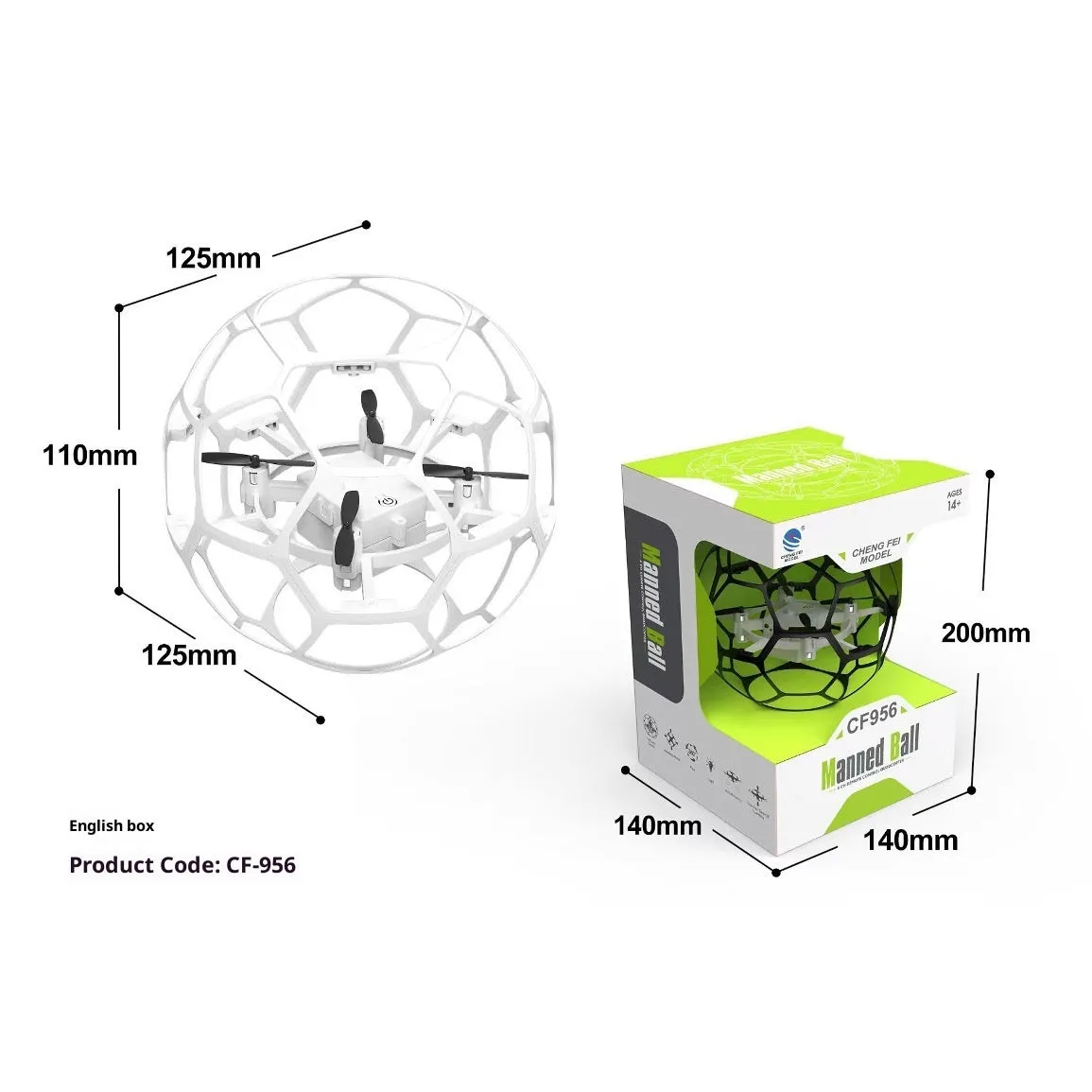 Football hollow cup UAV plastic remote control education toy intelligent suspension black colour