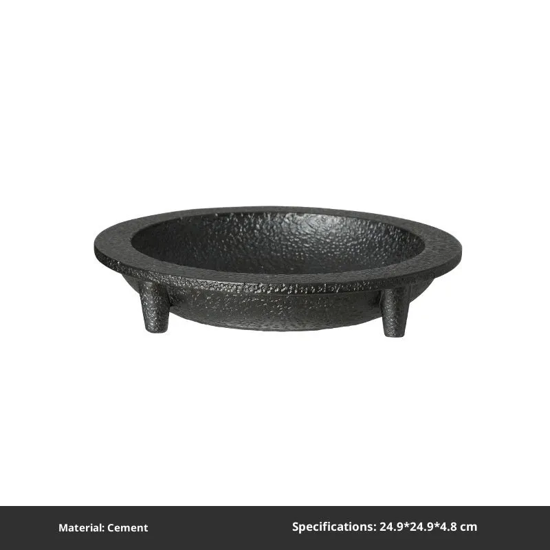 New Chinese style cement fruit plate in large size 32.4 cm wide on a table for home decoration