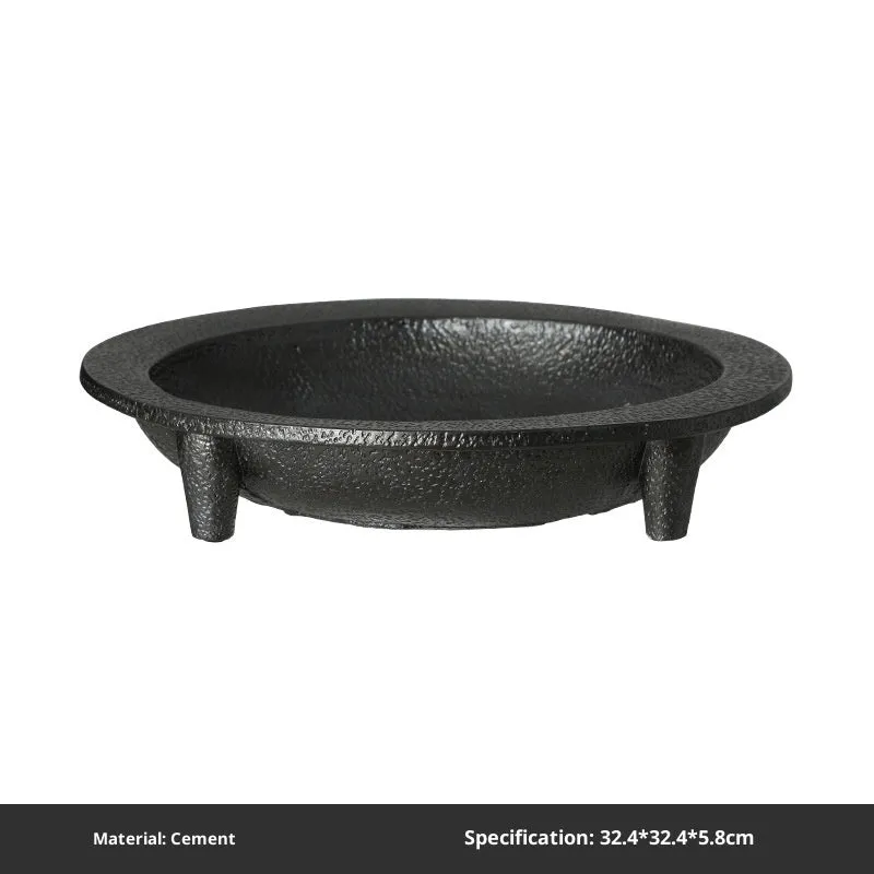 New Chinese style cement fruit plate in large size 32.4 cm wide on a table for home decoration