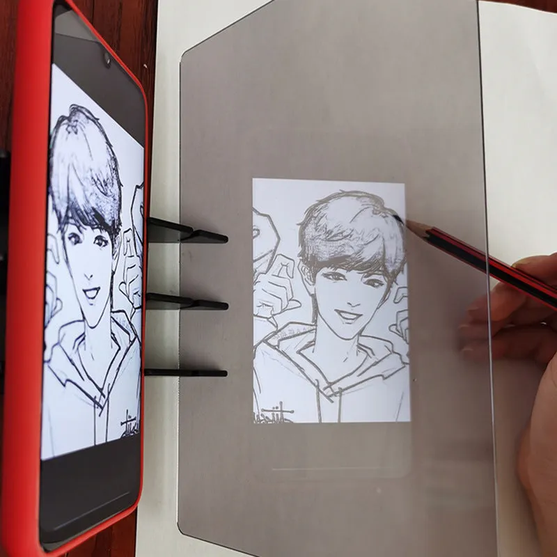 Universal drawing optical copy tool with plastic bracket and transparent board in three sizes for tracing and sketching