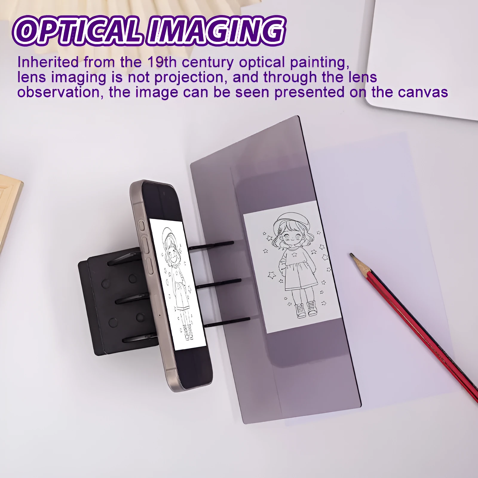 Universal drawing optical copy tool with plastic bracket and transparent board in three sizes for tracing and sketching