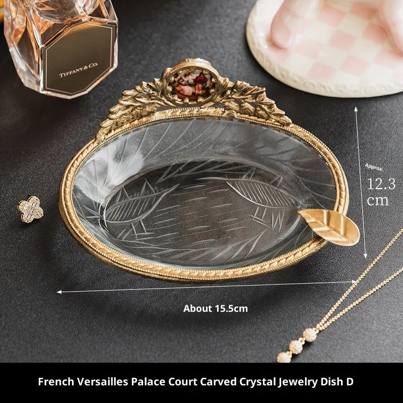 Aluminium crystal decorative jewellery storage dish with carved French Versailles design in modern simplicity style