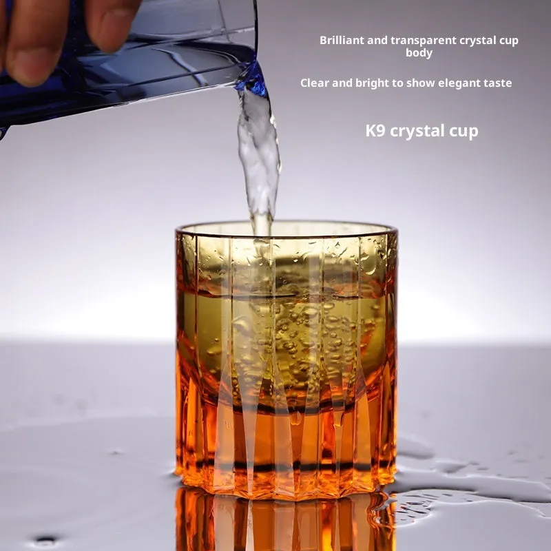 European-style transparent K9 crystal whiskey shot glass with 701-800ml capacity, simple flowering pattern
