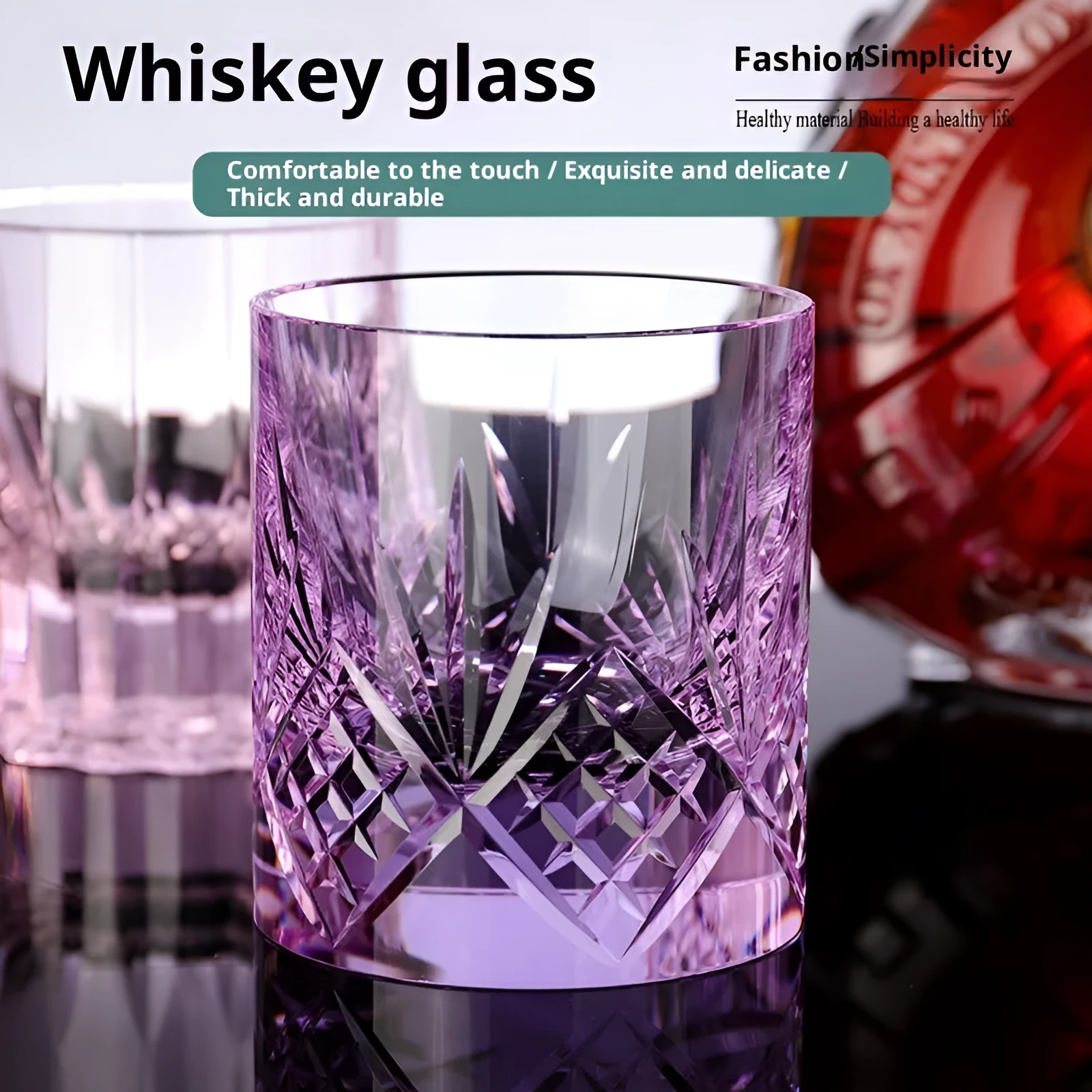 European-style transparent K9 crystal whiskey shot glass with 701-800ml capacity, simple flowering pattern