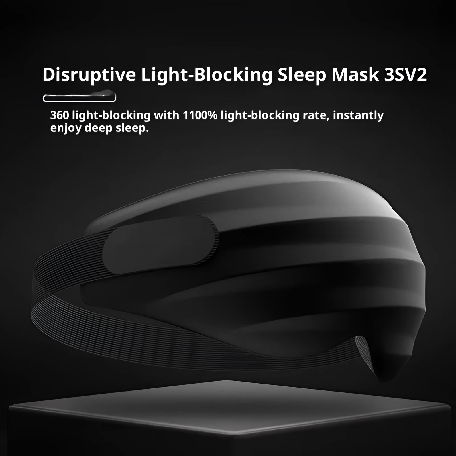 3D three-dimensional shading eye mask in black, made from nylon polyurethane, for sleep or eye fatigue relief