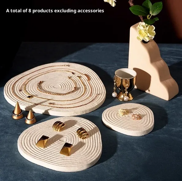 Flannel tree wheel jewellery display stand with rotating design, small size 12x11.5cm, black colour