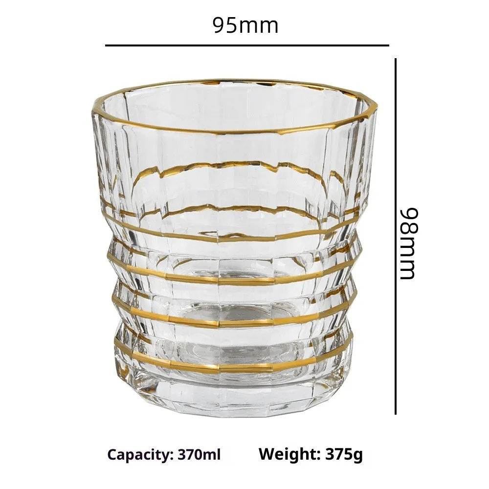 Crystal glass whiskey shot glass with solid gold colour and single-layer build, 340-450ml capacity