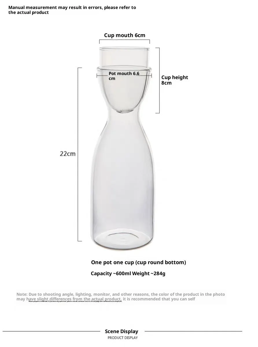 New Nordic style transparent glass kettle and water cup set for cold drinks