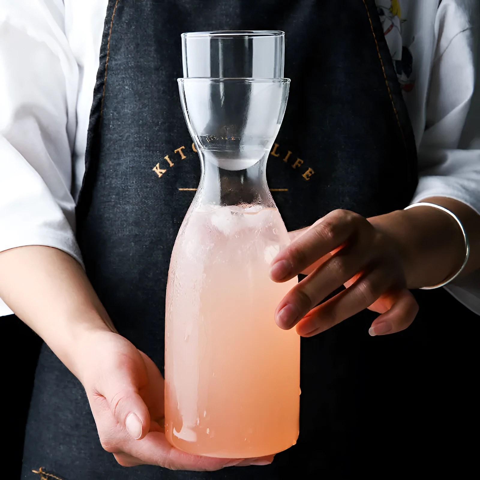 New Nordic style transparent glass kettle and water cup set for cold drinks