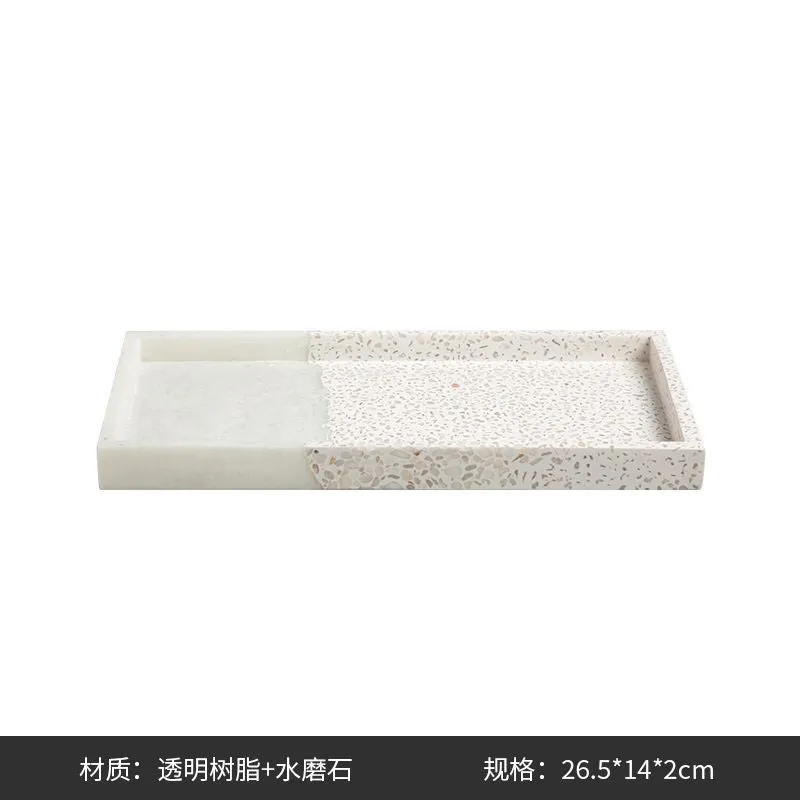 Resin terrazzo decorative storage tray 26.5x14x2cm in colour SZ23038 on a coffee table