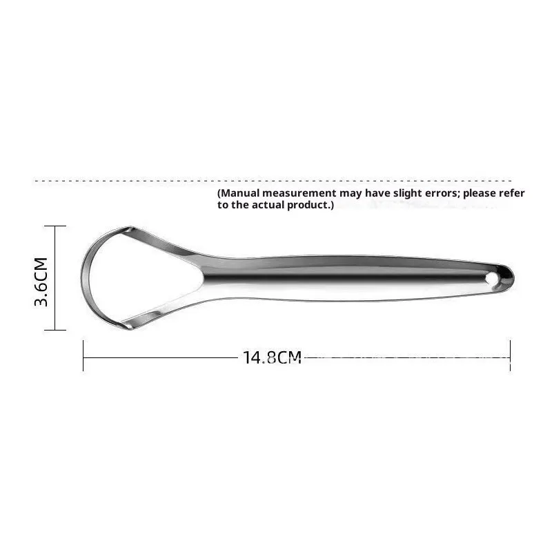 Stainless steel tongue coating cleaner set with two U-shaped scrapers in pearlescent bags