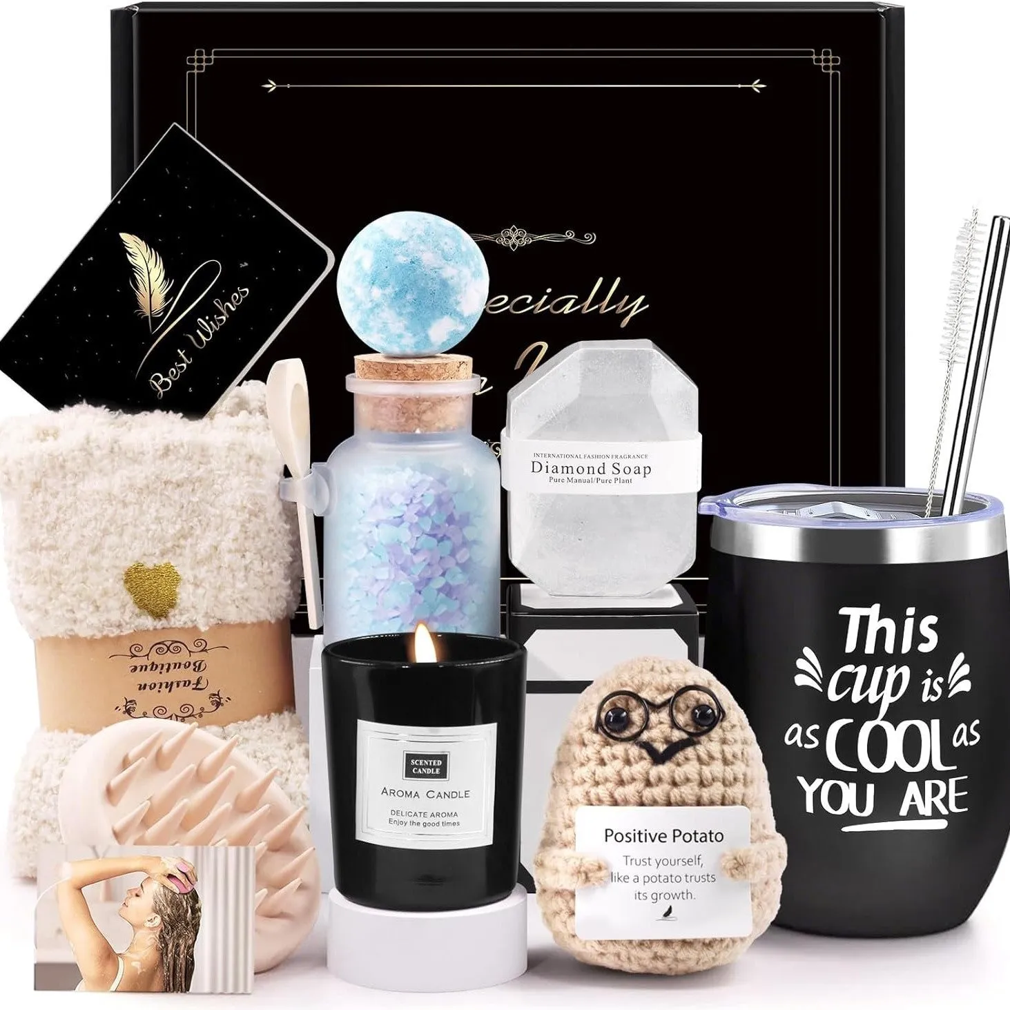 Soy wax aromatherapy candle bath gift set in modern simplicity style with multiple colour options