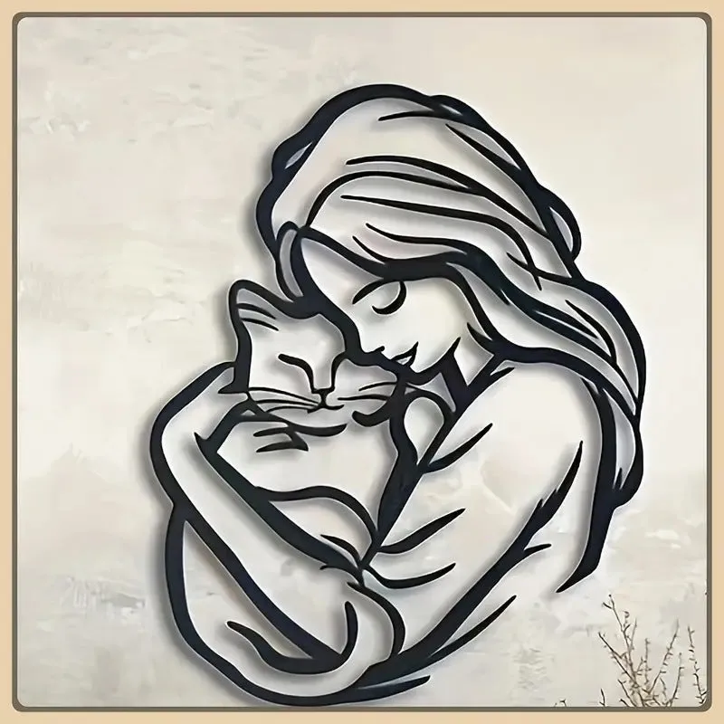Black wrought iron wall decoration in modern simplicity style, 30x24cm, on a light wall