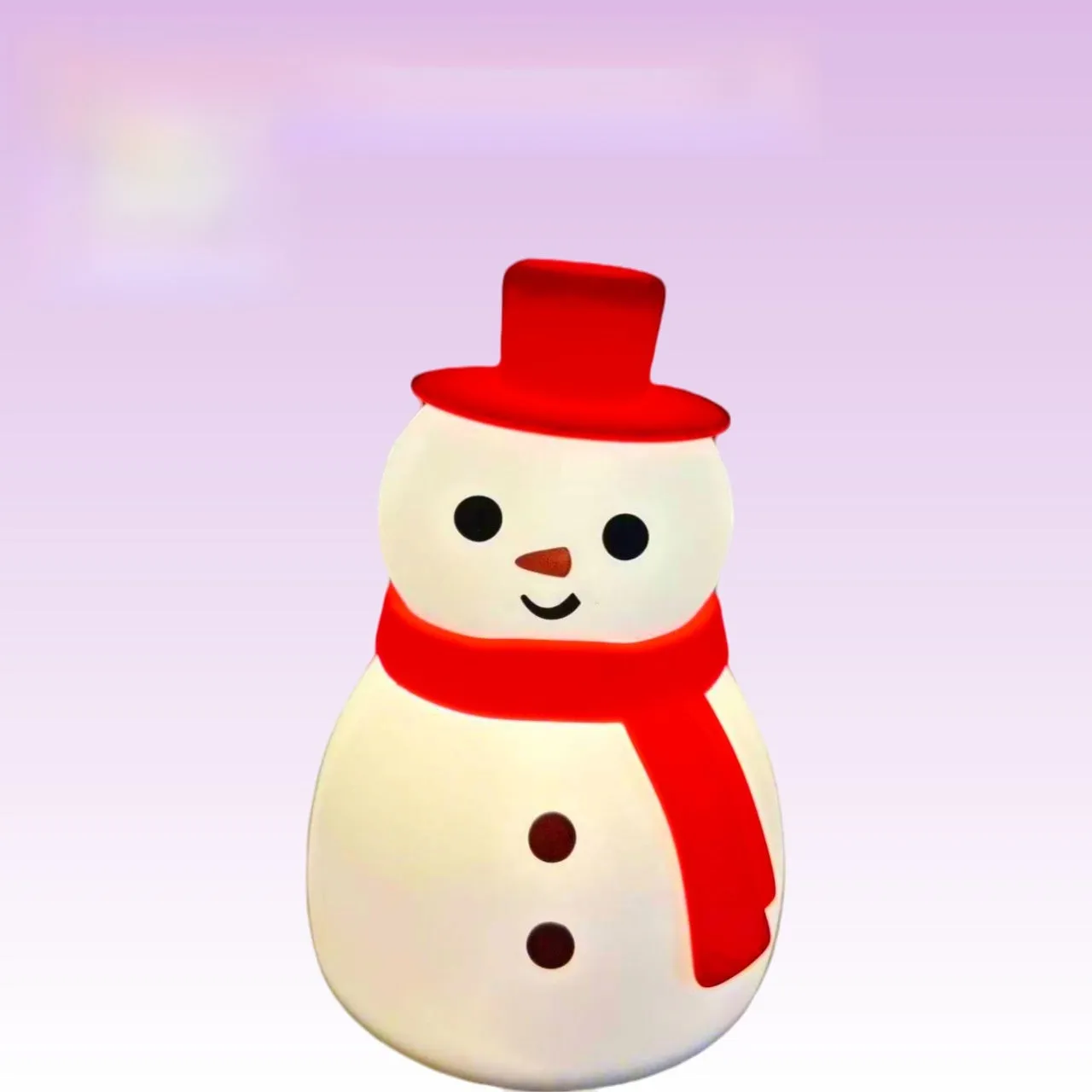 Christmas snowman silicone racket night lamp with built-in battery, warm light setting, 84x120mm