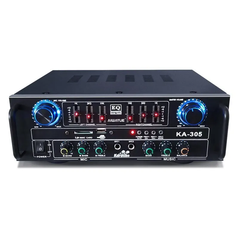KA-305 4.1 channel Bluetooth power amplifier in black with front panel controls and lotus interface connections