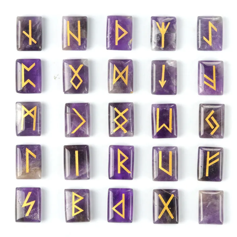 Square natural crystal ornament with THALO lettering and Luen symbol in red agate colour