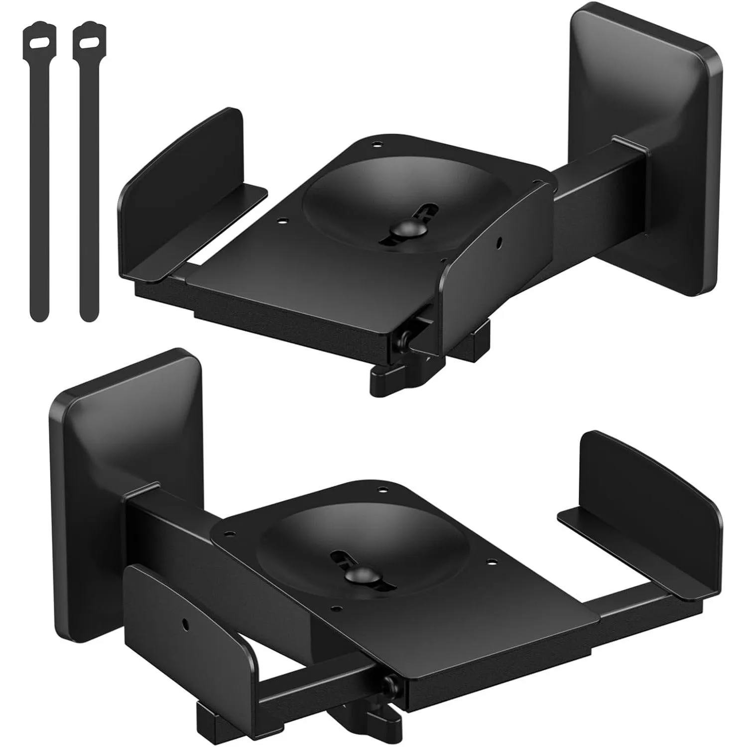 Double clip speaker wall mount 2 pack black heavy duty brackets for bookshelf surround sound speakers