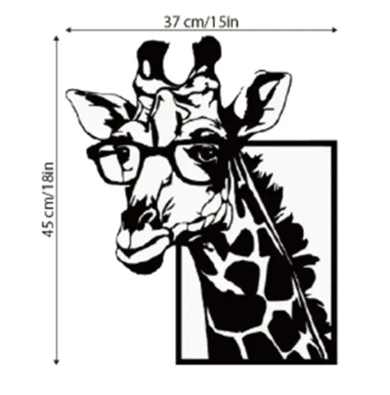 Black iron giraffe silhouette wall hanging with glasses in American country style on a wall