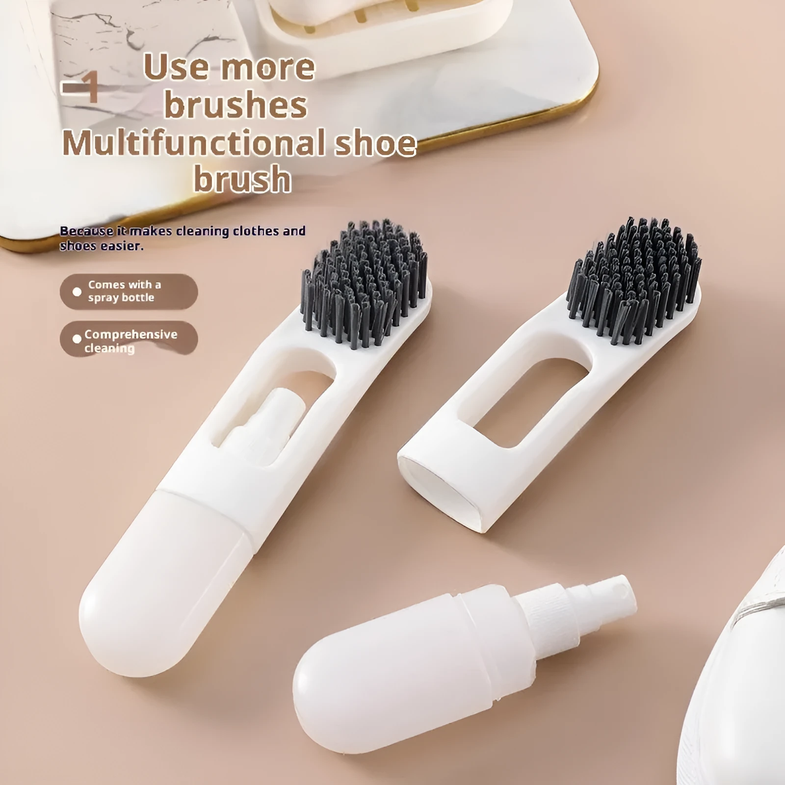 Portable plastic shoe brush in orange with flexible glue bristles for decontamination