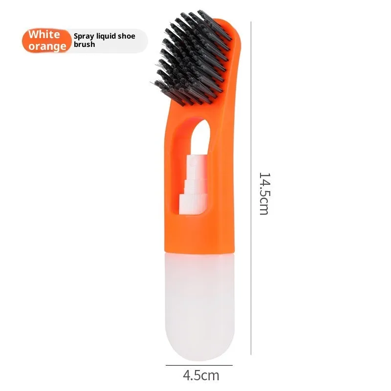 Portable plastic shoe brush in orange with flexible glue bristles for decontamination