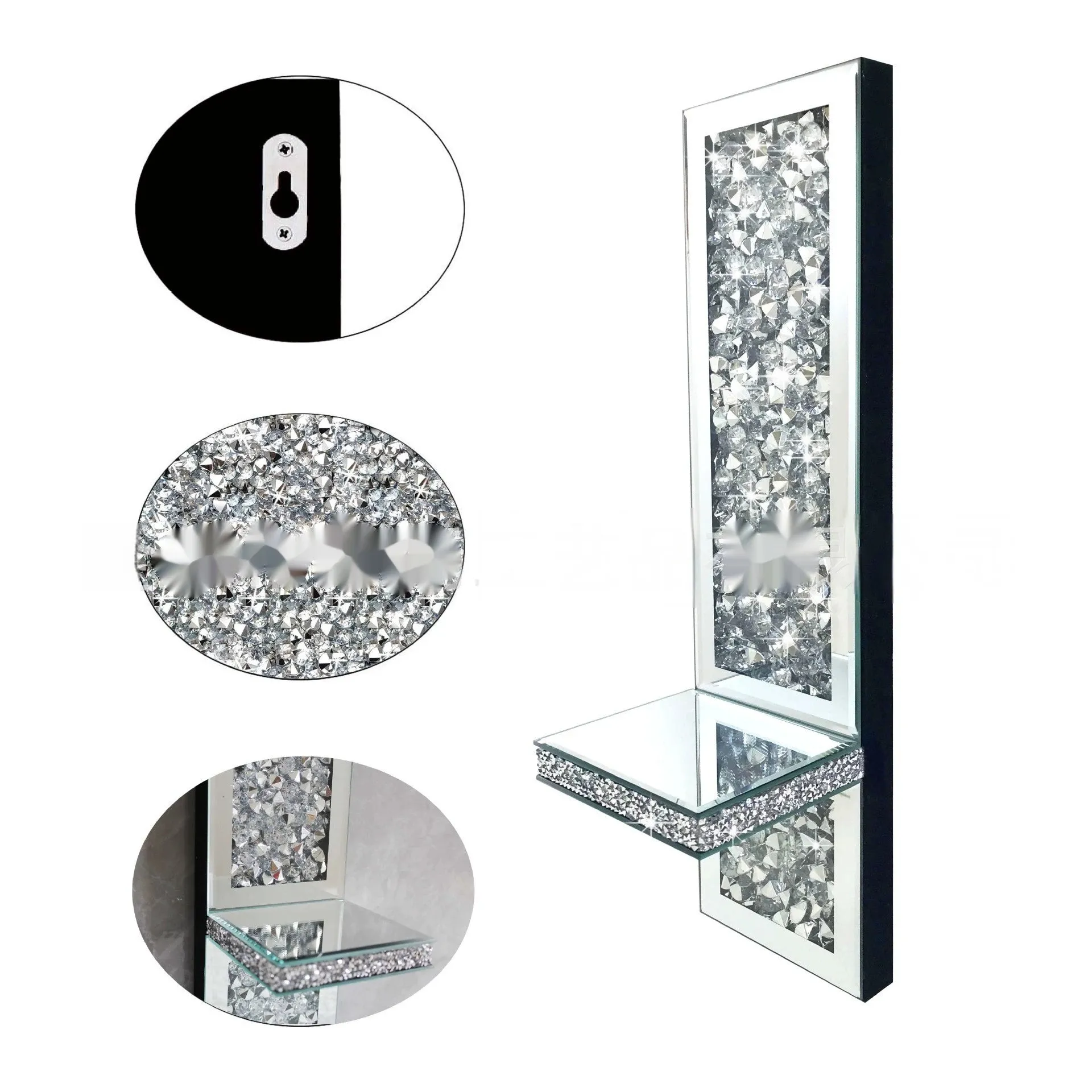 Pair of silver mirror glass candlestick holders for wall mounting, modern minimalist style