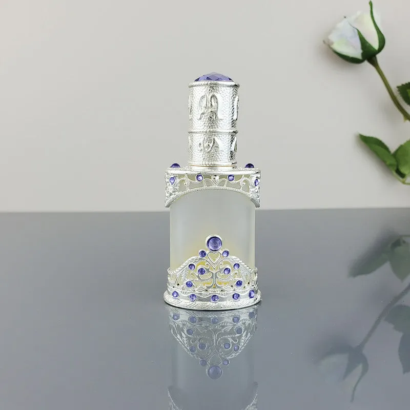 12ml vintage glass bottle with electroplated metal straw for pigment or essential oil