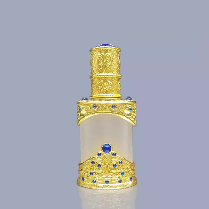 12ml vintage glass bottle with electroplated metal straw for pigment or essential oil