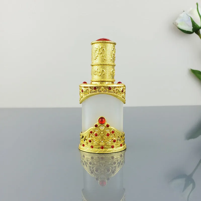 12ml vintage glass bottle with electroplated metal straw for pigment or essential oil