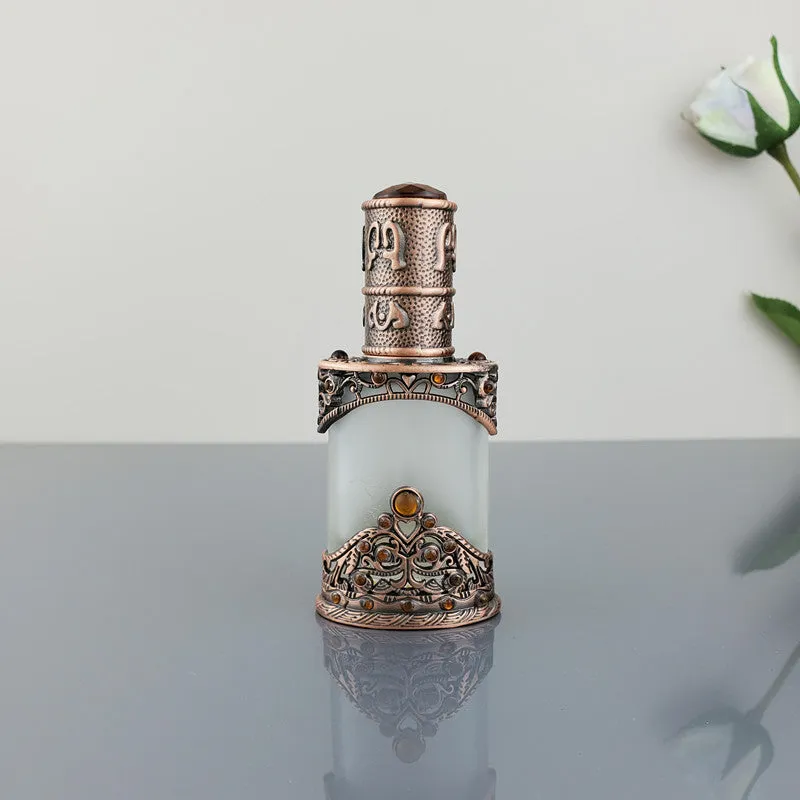 12ml vintage glass bottle with electroplated metal straw for pigment or essential oil