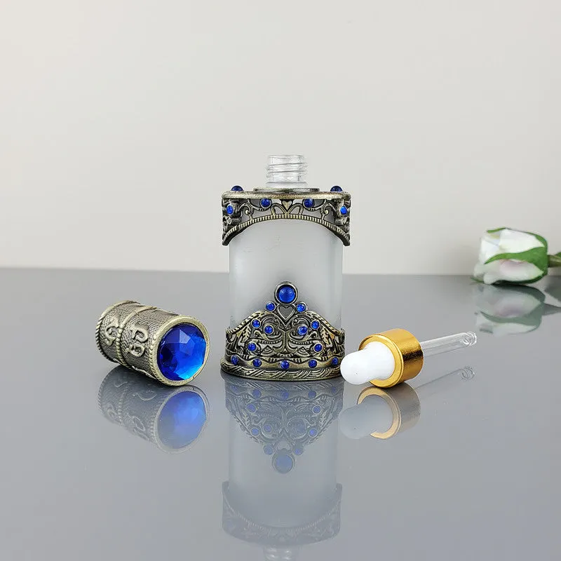 12ml vintage glass bottle with electroplated metal straw for pigment or essential oil