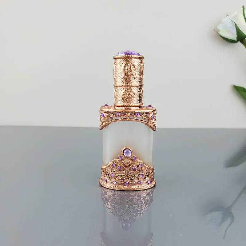 12ml vintage glass bottle with electroplated metal straw for pigment or essential oil