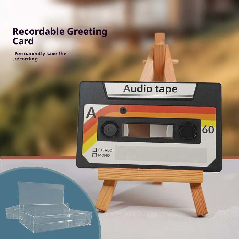 Sound recording greeting card with voice message, coated paper, 10x6x1.5 cm, for birthday or Valentine's Day
