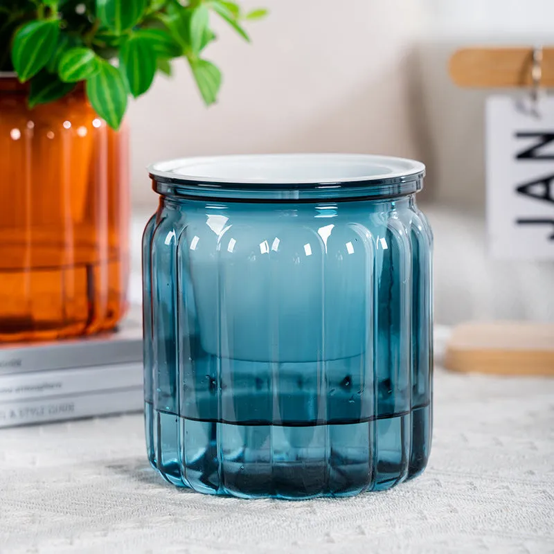 Self-absorbent transparent plastic resin hydroponic flowerpot for small green plants and succulents