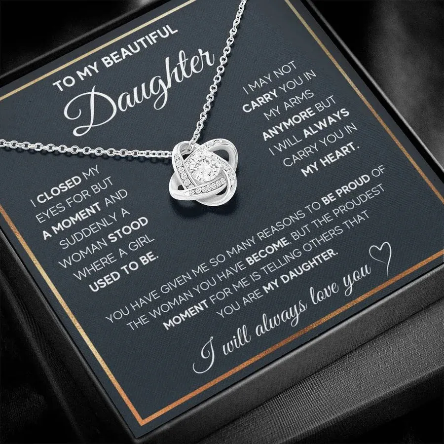 Silver metal four-leaf clover hollow jeweled pendant necklace on clavicle chain, geometric style, in gift box