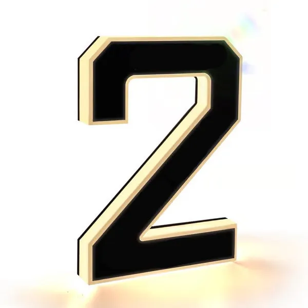 Waterproof self-luminous acrylic LED house number DIY ornament accessory in electroplated finish
