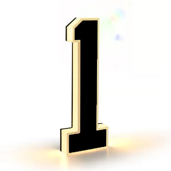 Waterproof self-luminous acrylic LED house number DIY ornament accessory in electroplated finish