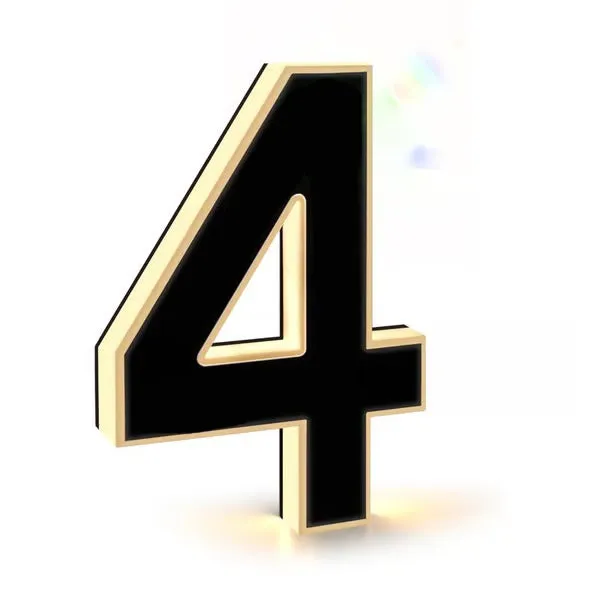 Waterproof self-luminous acrylic LED house number DIY ornament accessory in electroplated finish