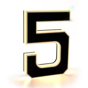 Waterproof self-luminous acrylic LED house number DIY ornament accessory in electroplated finish