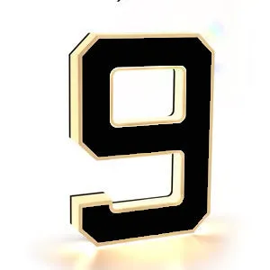 Waterproof self-luminous acrylic LED house number DIY ornament accessory in electroplated finish